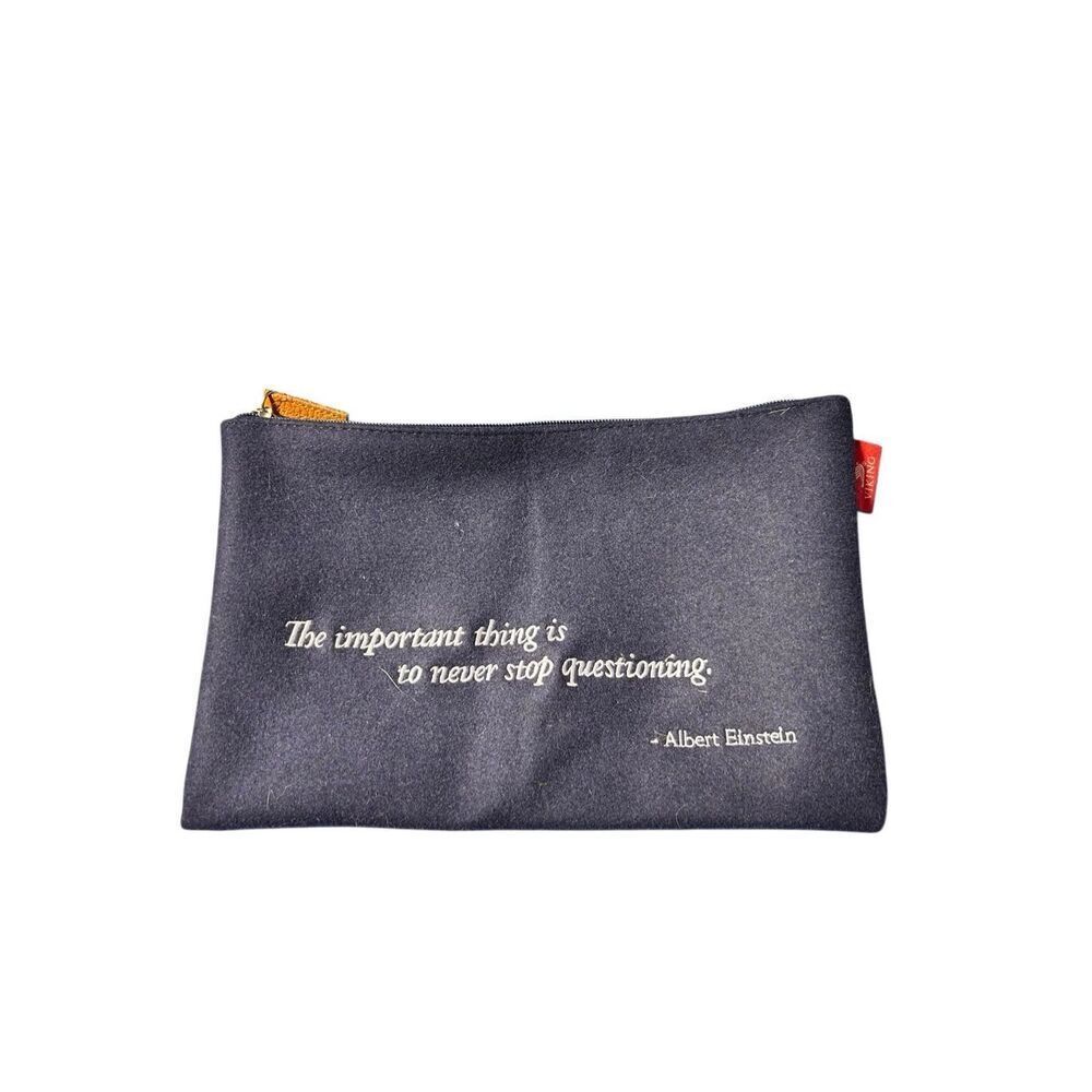 Viking Wool Navy Bank Deposit Bag with Albert Einstein Quote - Zipper Closure